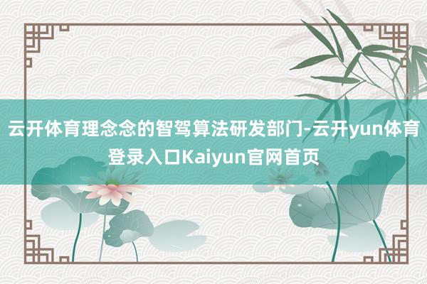 云开体育理念念的智驾算法研发部门-云开yun体育登录入口Kaiyun官网首页