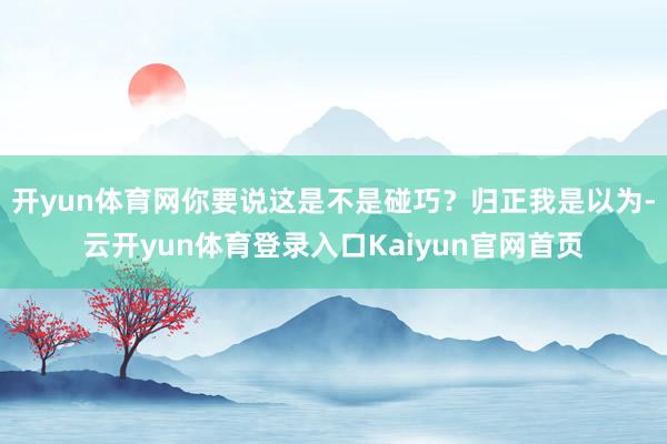 开yun体育网你要说这是不是碰巧？归正我是以为-云开yun体育登录入口Kaiyun官网首页