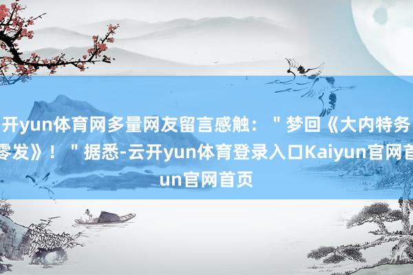 开yun体育网多量网友留言感触：＂梦回《大内特务零零发》！＂据悉-云开yun体育登录入口Kaiyun官网首页