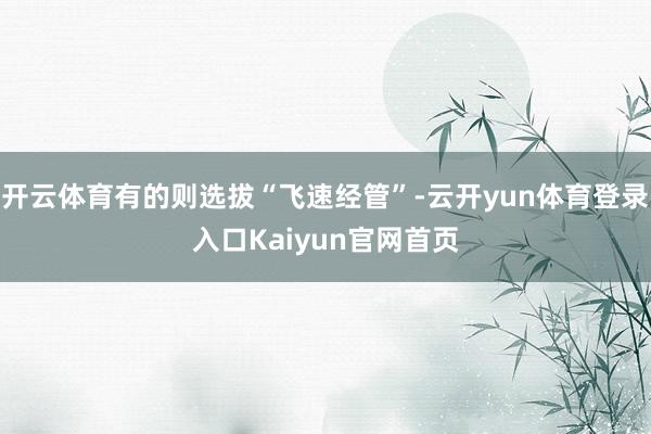 开云体育有的则选拔“飞速经管”-云开yun体育登录入口Kaiyun官网首页