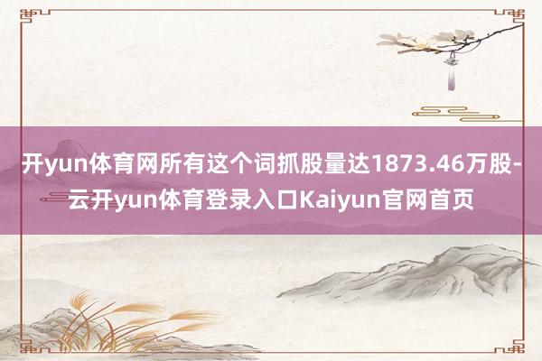 开yun体育网所有这个词抓股量达1873.46万股-云开yun体育登录入口Kaiyun官网首页