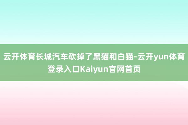 云开体育长城汽车砍掉了黑猫和白猫-云开yun体育登录入口Kaiyun官网首页
