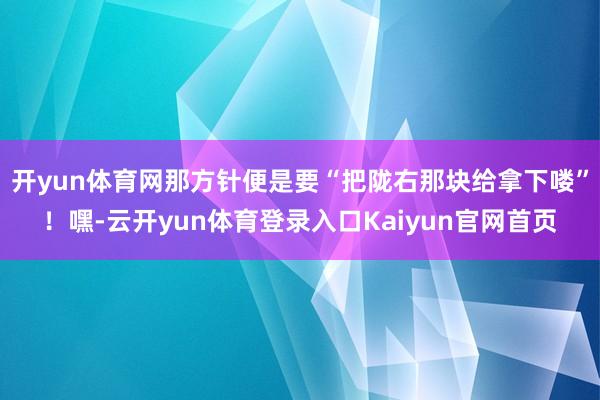 开yun体育网那方针便是要“把陇右那块给拿下喽”！嘿-云开yun体育登录入口Kaiyun官网首页