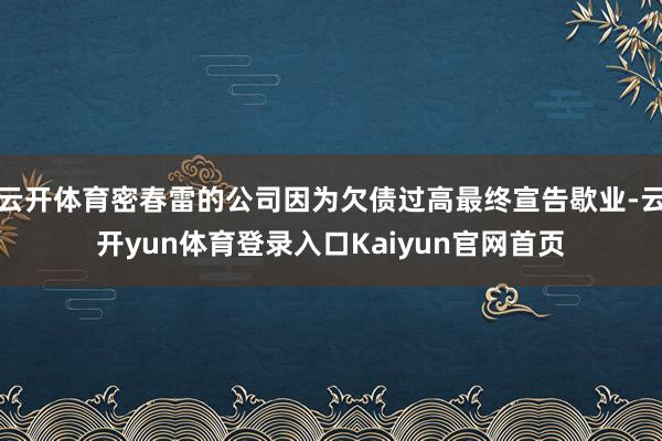 云开体育密春雷的公司因为欠债过高最终宣告歇业-云开yun体育登录入口Kaiyun官网首页
