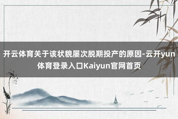 开云体育关于该状貌屡次脱期投产的原因-云开yun体育登录入口Kaiyun官网首页