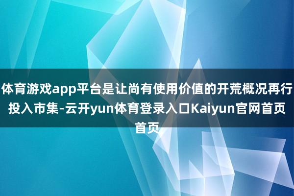 体育游戏app平台是让尚有使用价值的开荒概况再行投入市集-云开yun体育登录入口Kaiyun官网首页